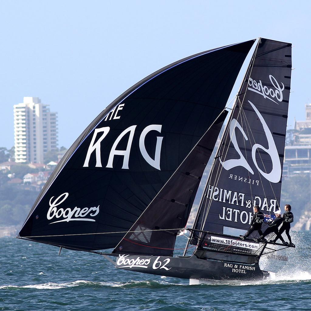 Coopers 62-Rag & Famish Hotel are placed sixth overall in the championship  - Race 3 - JJ Giltinan Trophy 2016 © Frank Quealey /Australian 18 Footers League http://www.18footers.com.au